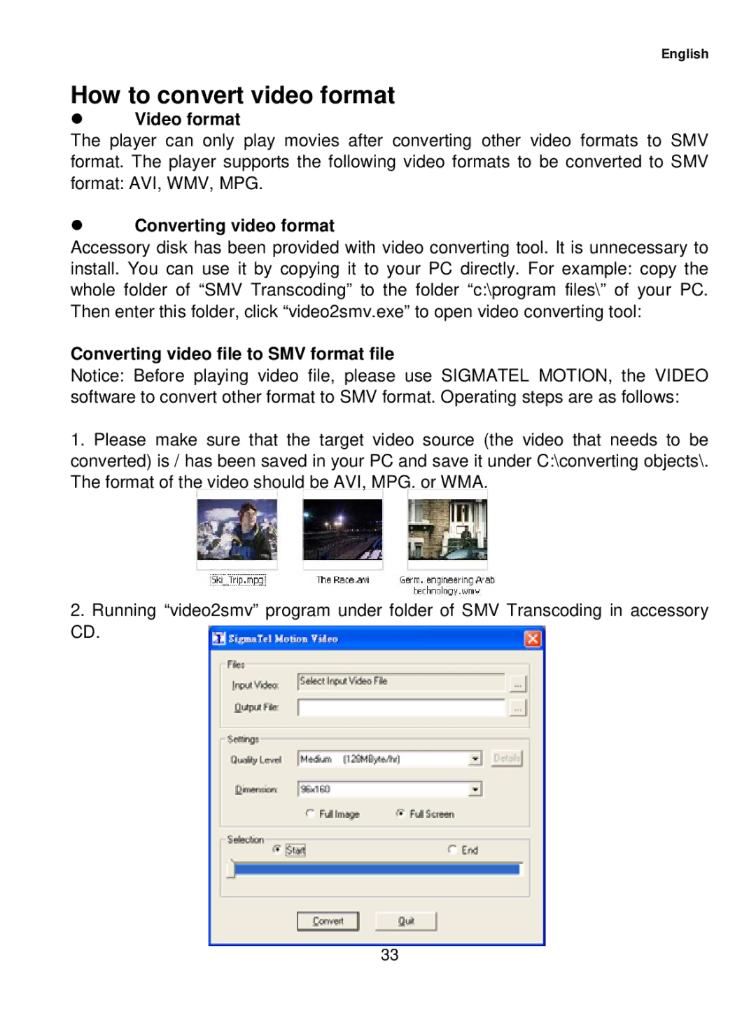 Curtis MPK1041 user manual How to convert video format, Video format, Converting video format 