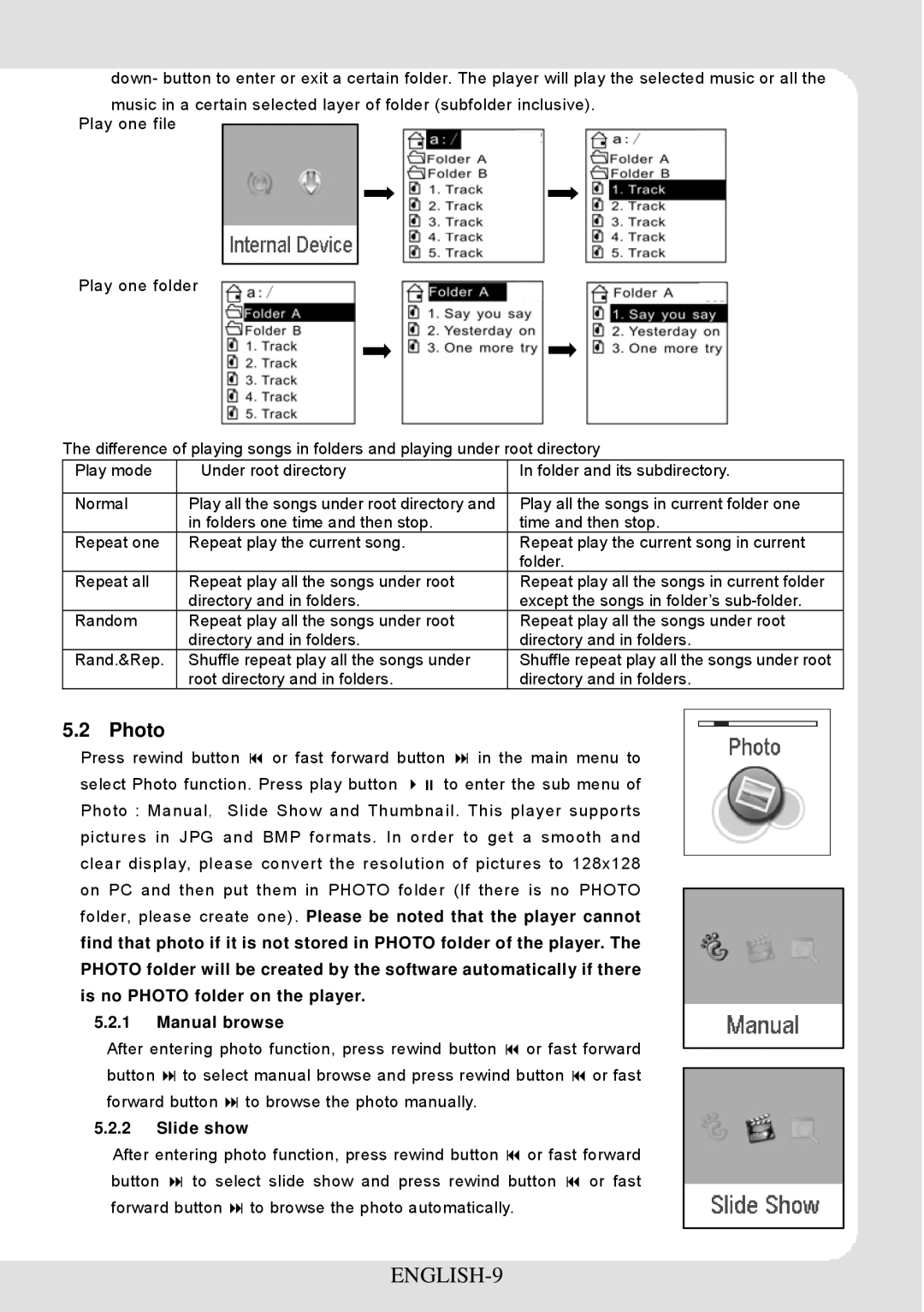 Curtis MPK1066UK user manual ENGLISH-9, Photo, Slide show 