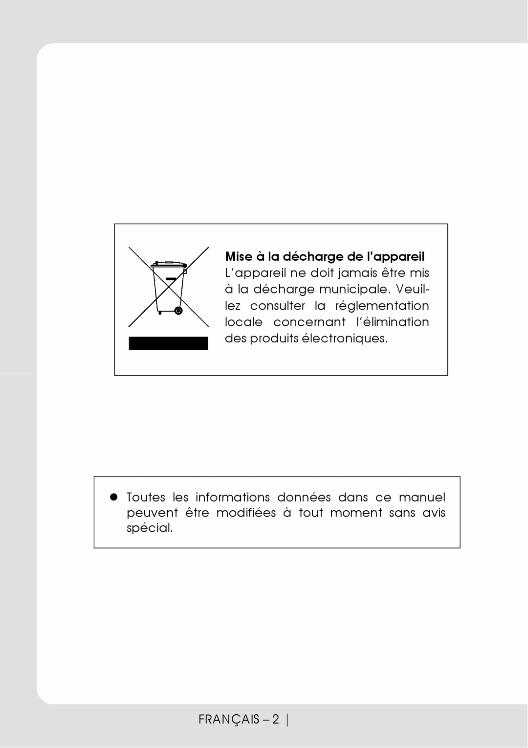 Curtis MPK1066UK user manual Mise à la décharge de l’appareil 