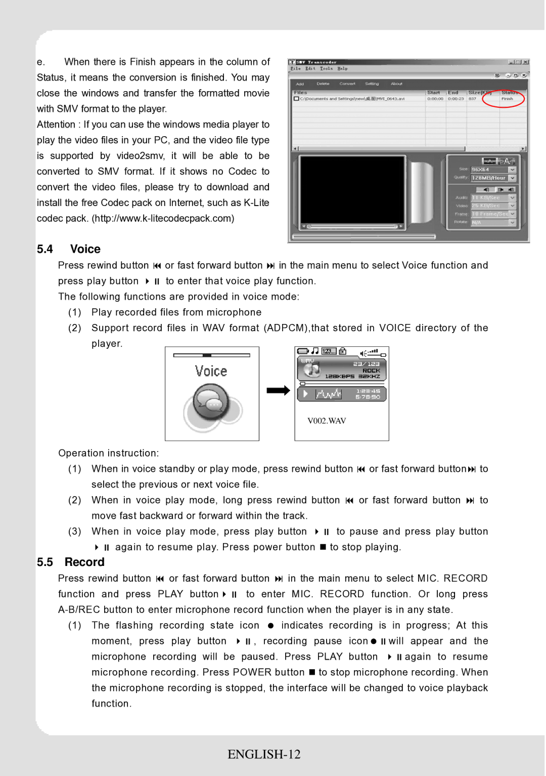 Curtis MPK4066UK user manual ENGLISH-12, Voice, Record 