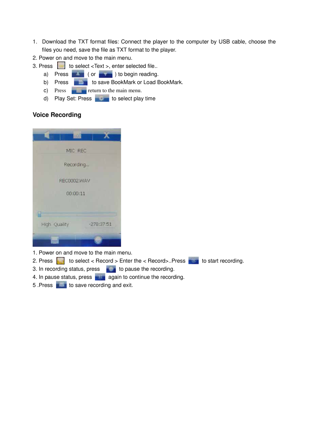 Curtis MPK7836 user manual Voice Recording 