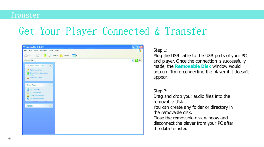 Curtis MPS2015UKA manual Get Your Player Connected & Transfer 