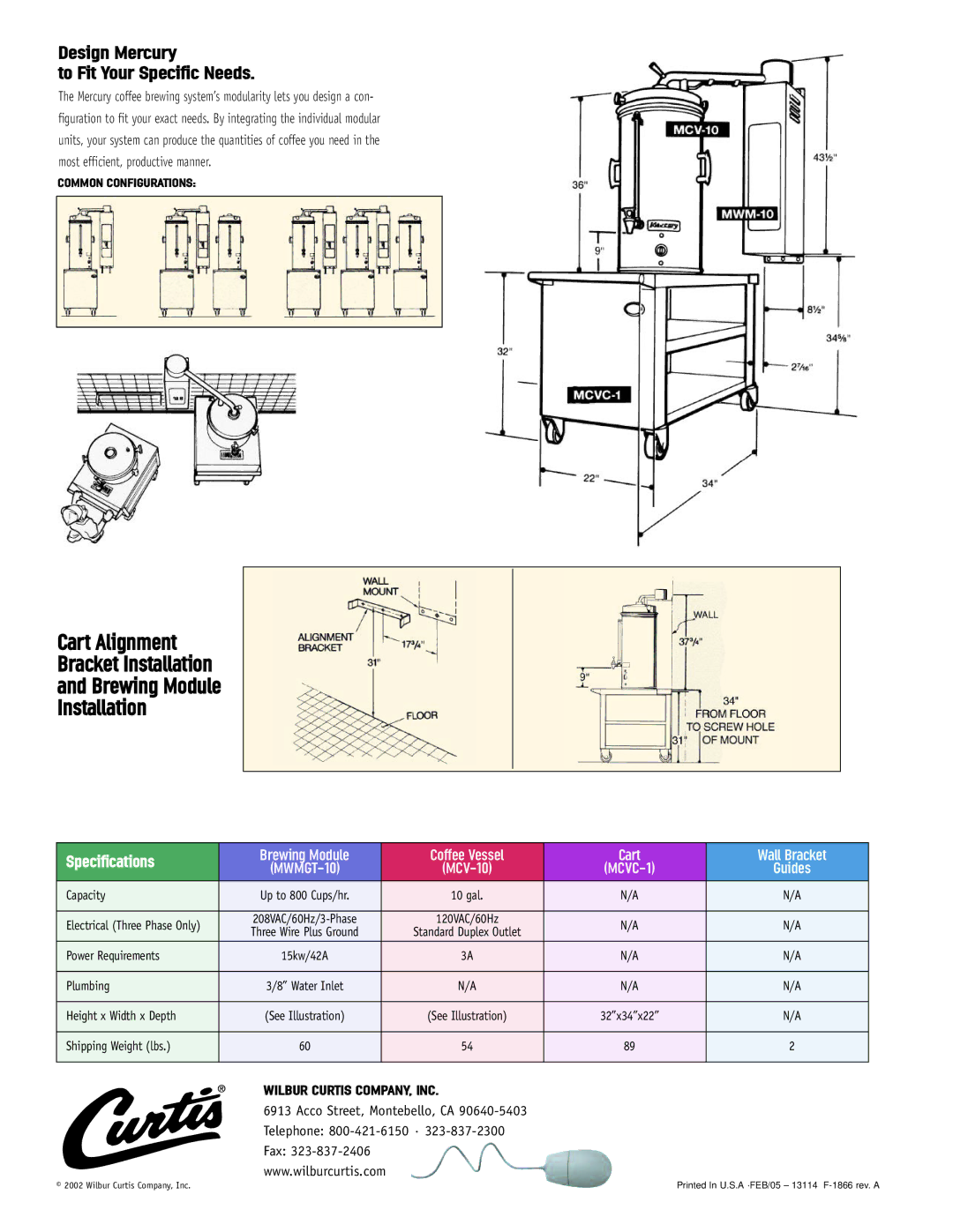 Curtis MWMGT manual Cart Alignment Bracket Installation Brewing Module, Design Mercury To Fit Your Specific Needs 