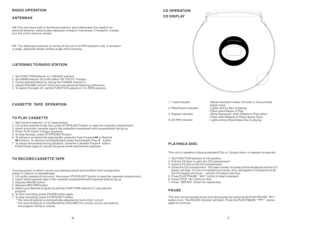 Curtis RCD 310 instruction manual Radio Operation Antennas 