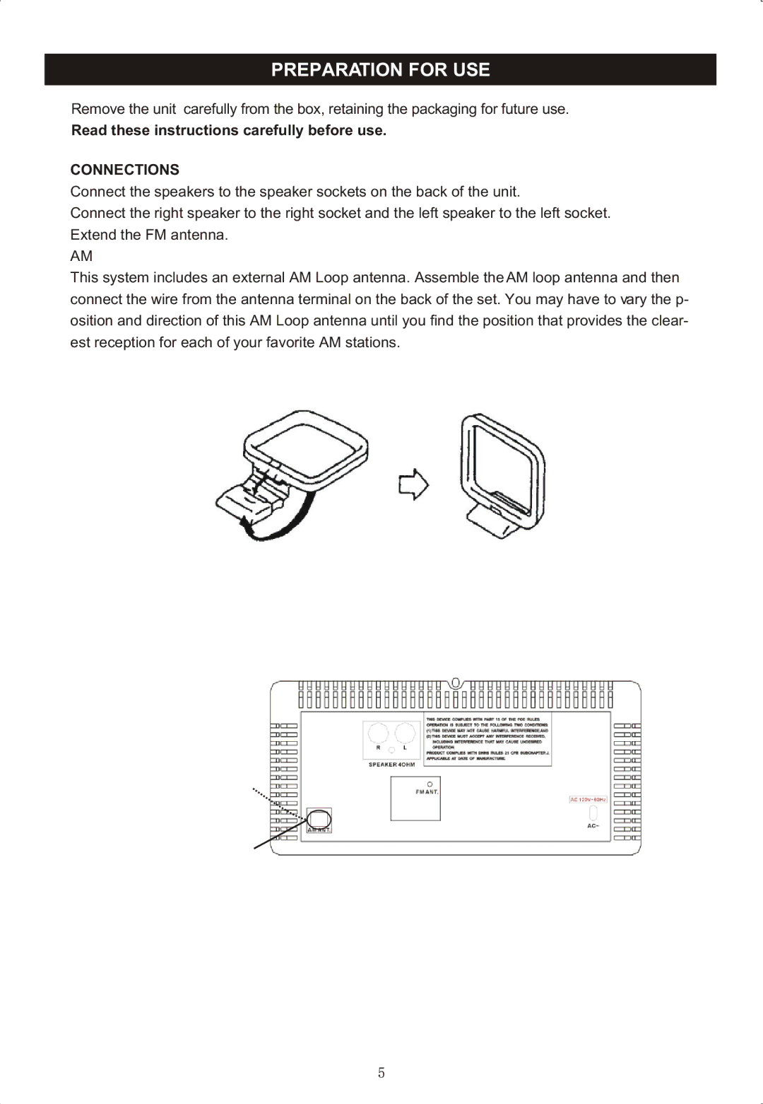 Curtis RCD-718 instruction manual Preparation for USE, Connections 