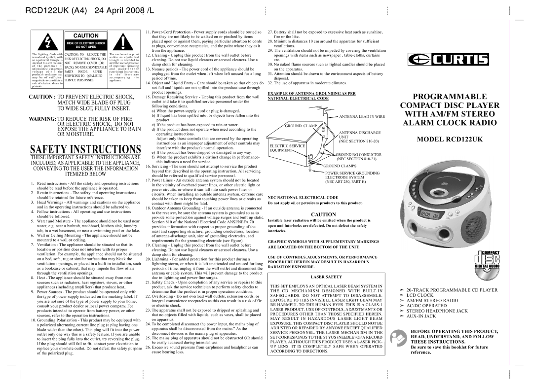 Curtis RCD122UK manual Xtuoppyv Ksql PQ S\Z Pnnr MW, Tvshygx STIRMRKWr 