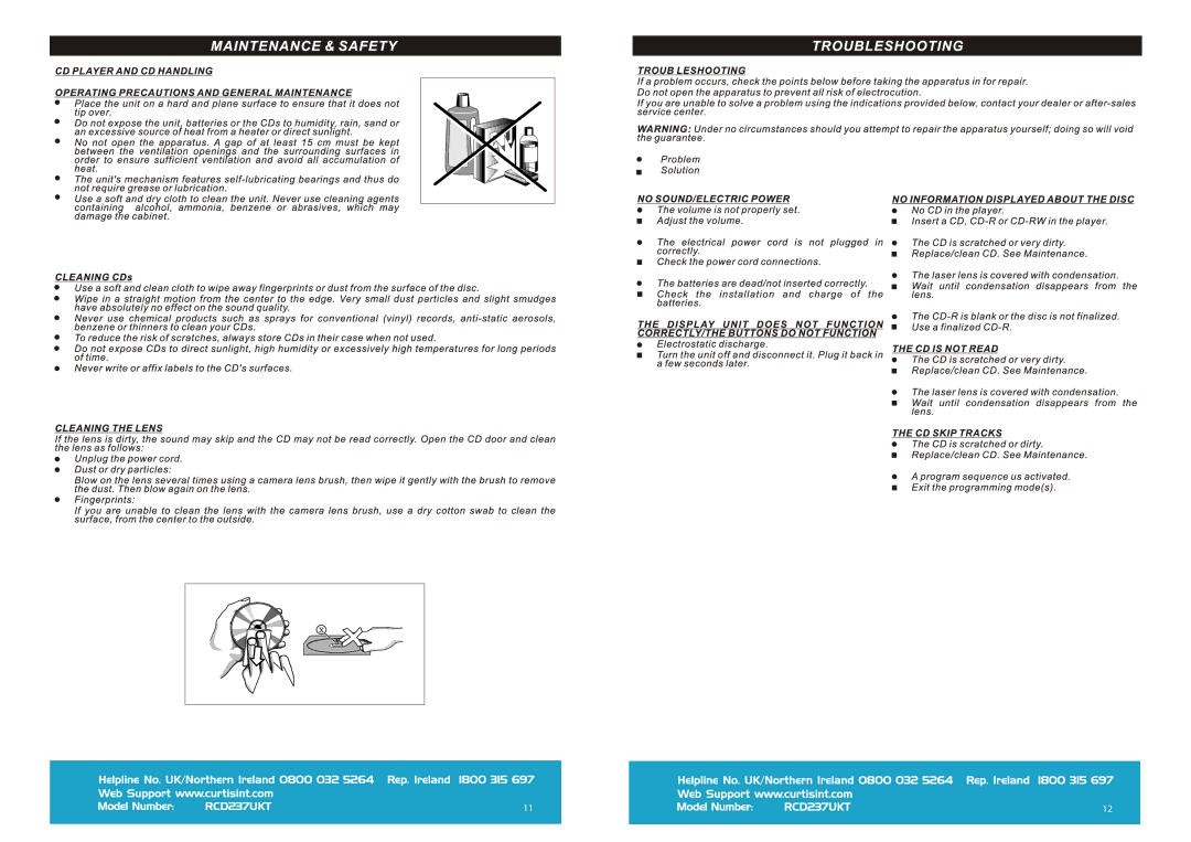 Curtis RCD237UKT manual 