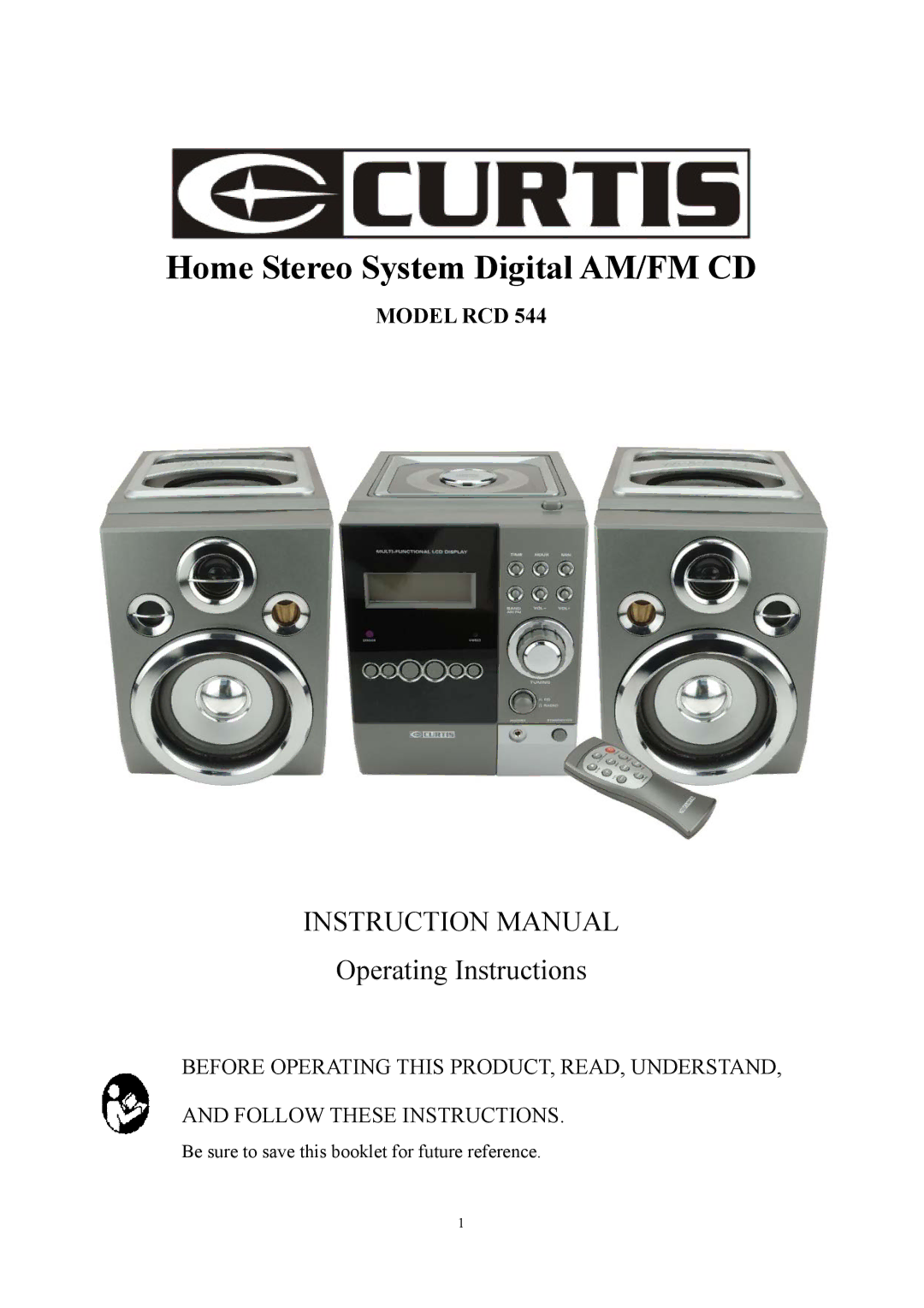 Curtis RCD544 instruction manual Home Stereo System Digital AM/FM CD 