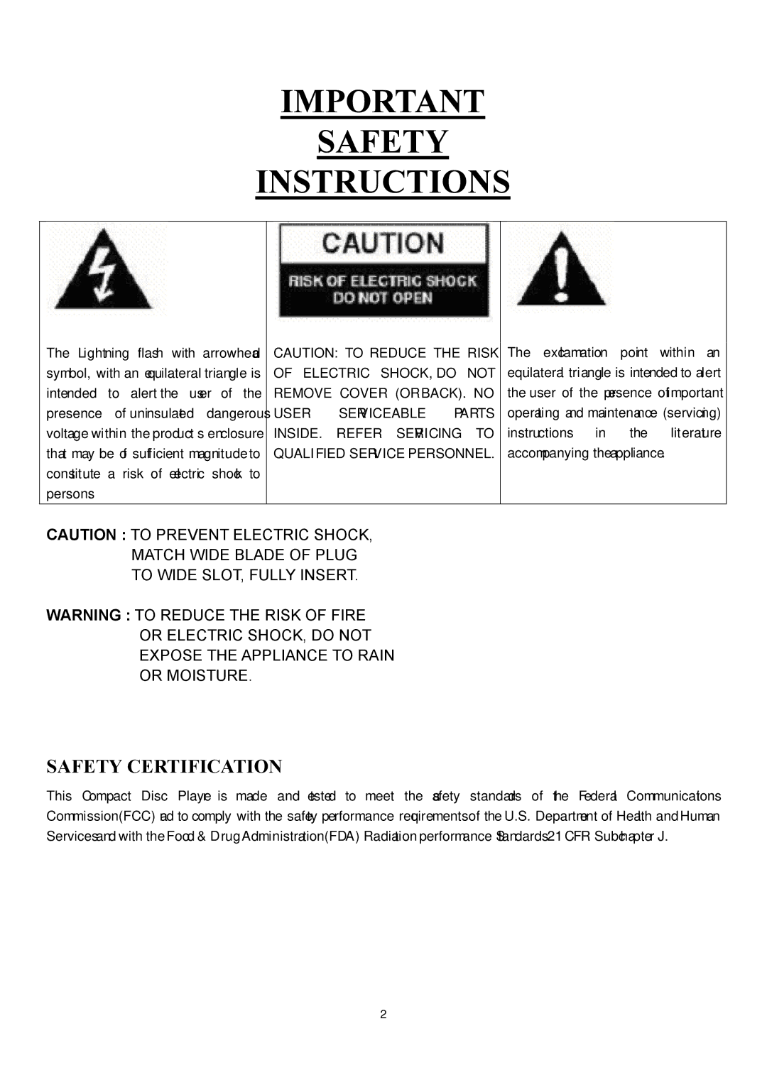 Curtis RCD544 instruction manual Safety Instructions 