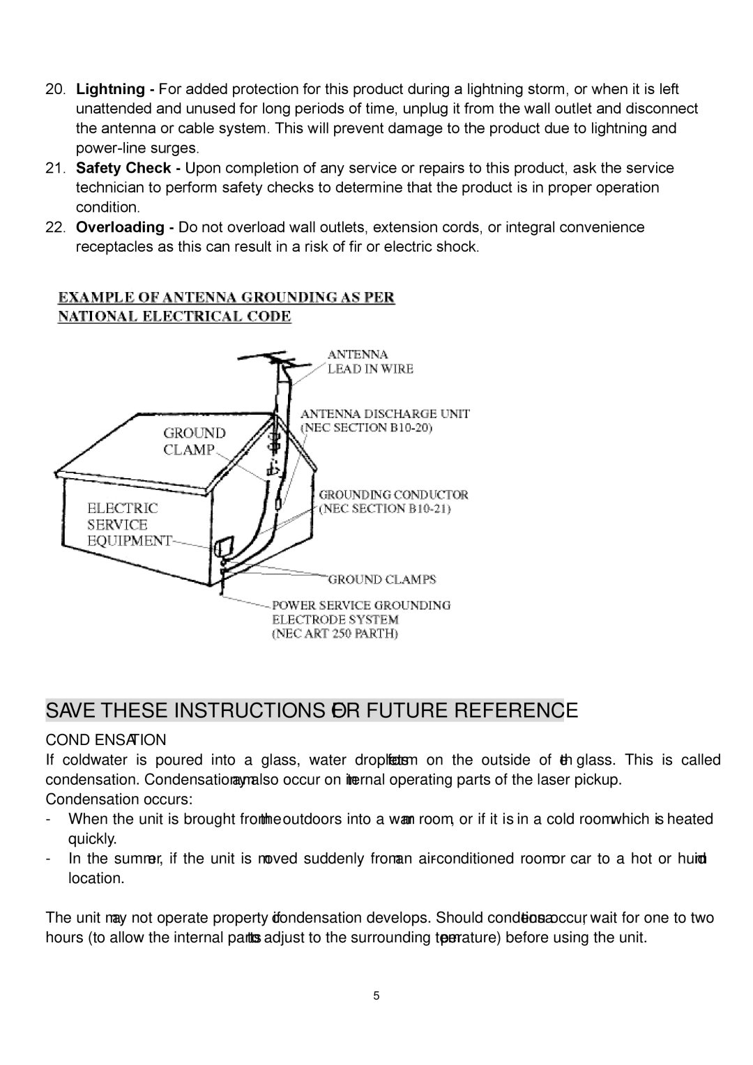 Curtis RCD544 instruction manual Save These Instructions for Future Reference 