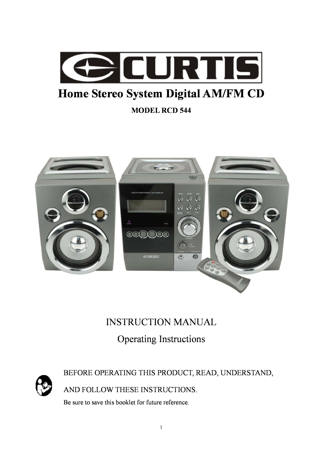 Curtis RCD544 instruction manual Home Stereo System Digital AM/FM CD, Model Rcd, And Follow These Instructions 