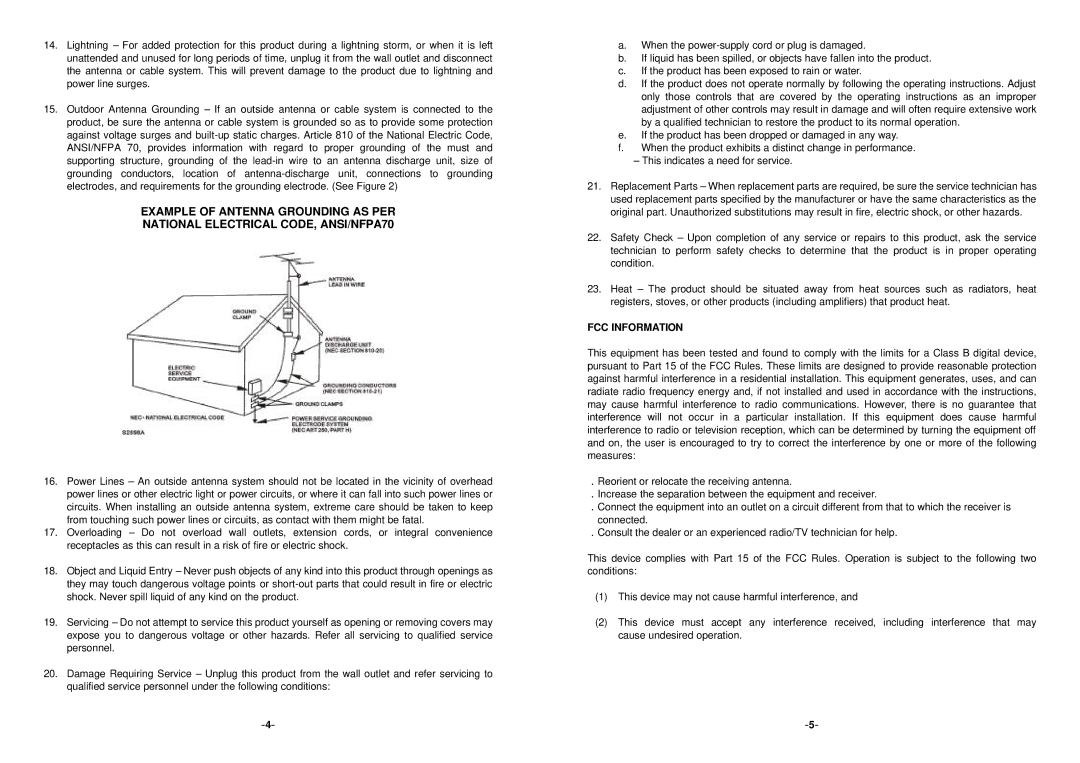 Curtis RCD641 owner manual FCC Information 