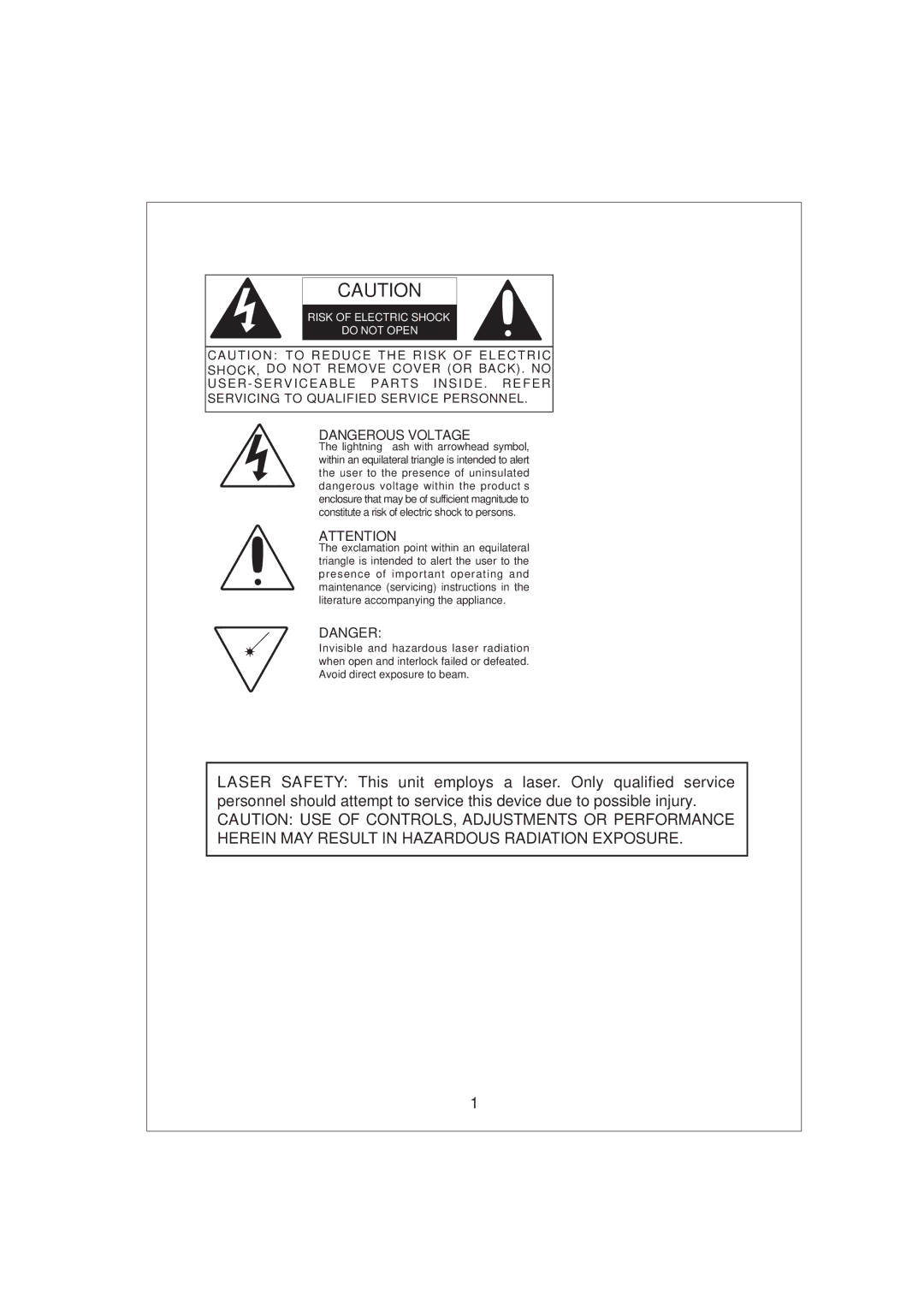 Curtis RCD672 owner manual SHOCK, do not Remove Cover or BACK. no 