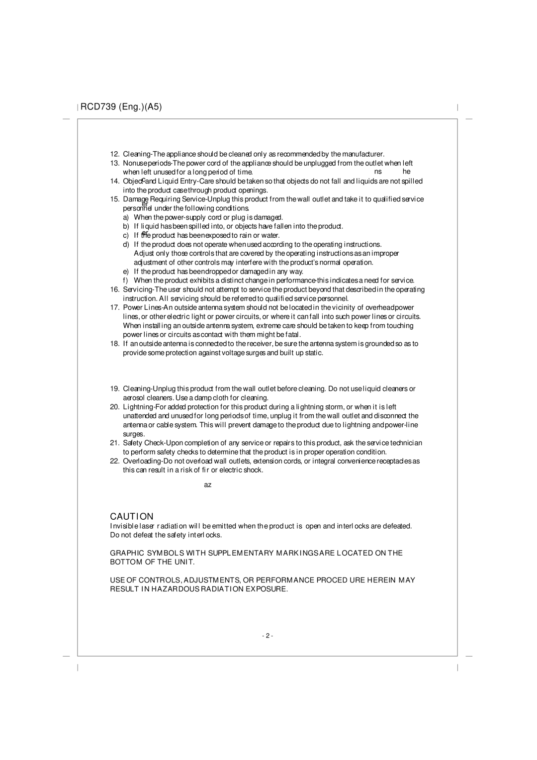 Curtis RCD739UK instruction manual Into the product case through product openings 