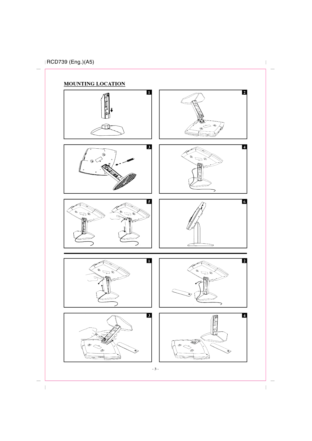 Curtis RCD739UK instruction manual Mounting Location 