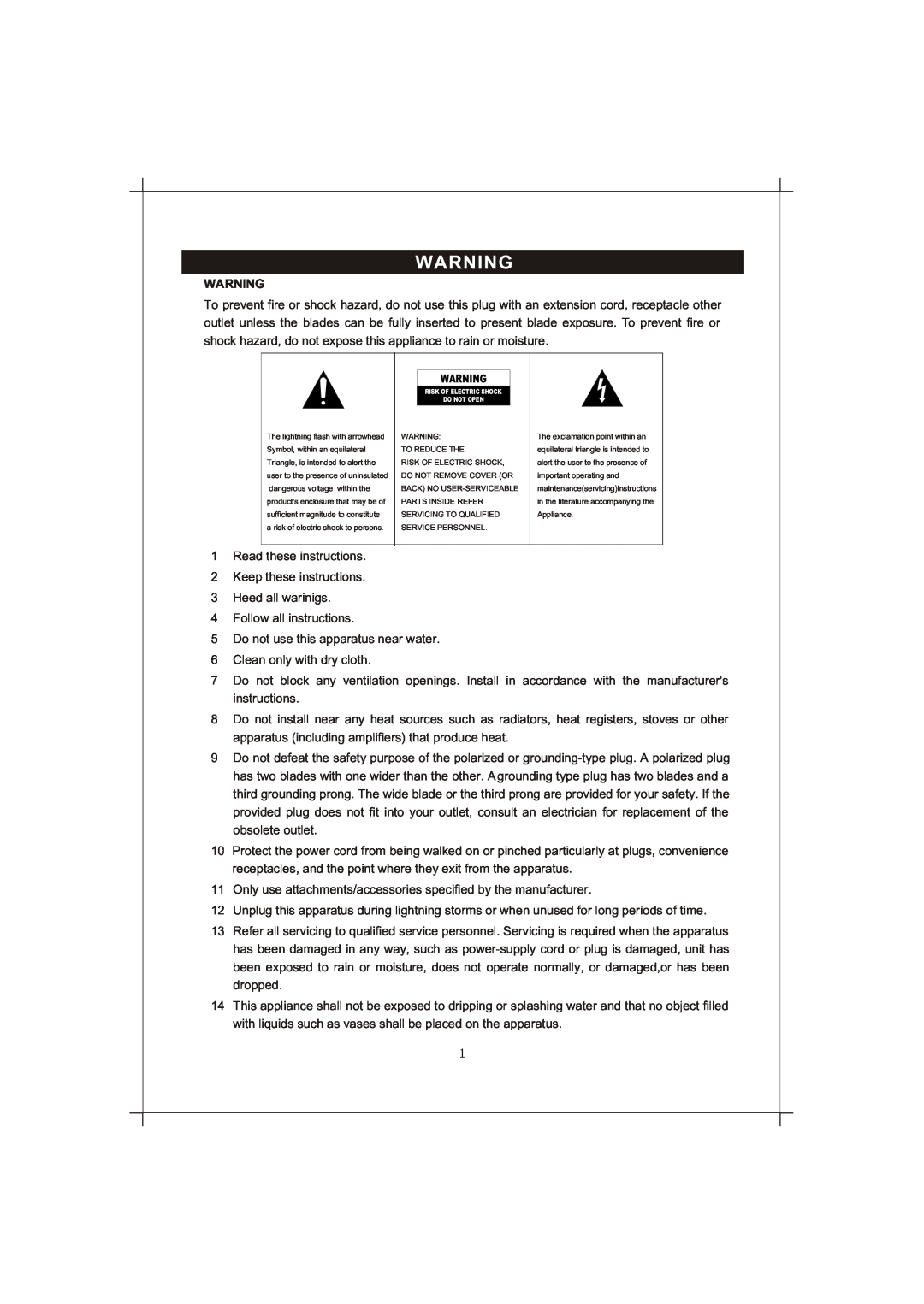 Curtis RCD856 manual 1Read these instructions 2Keep these instructions 