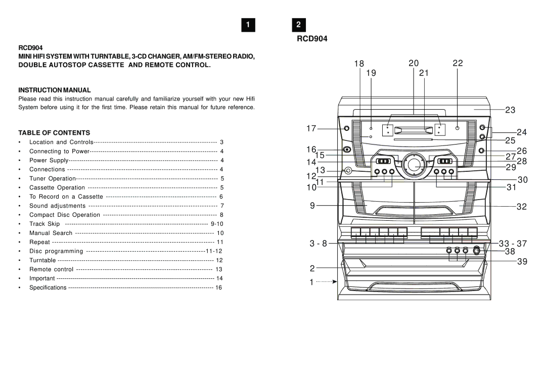 Curtis RCD904 manual 1415 1213 1011 