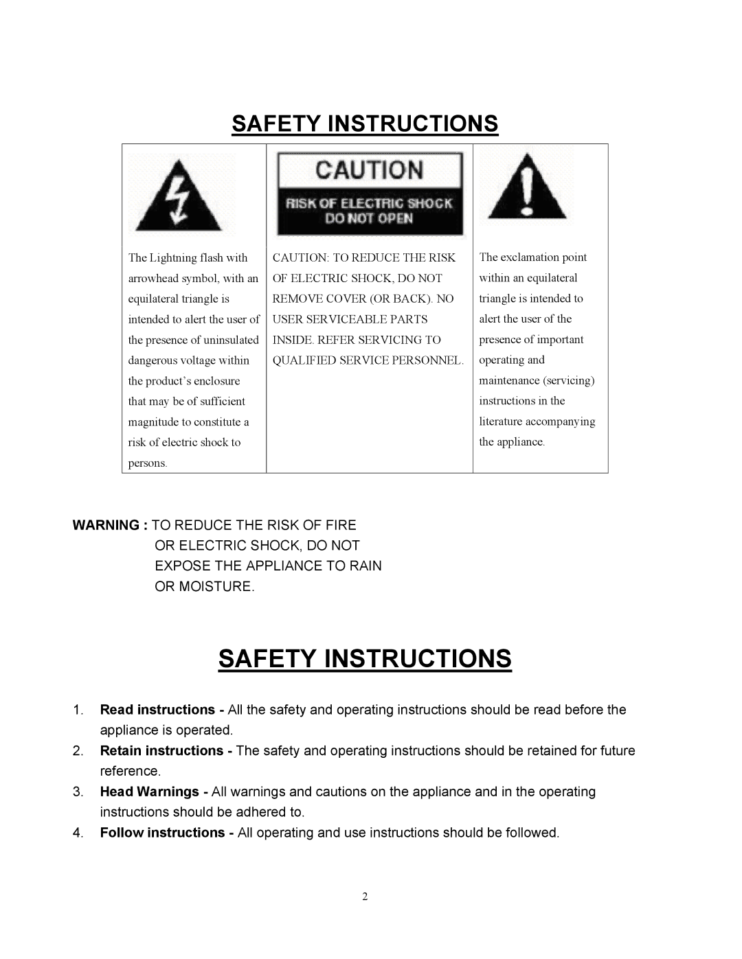 Curtis RCD951 instruction manual Safety Instructions 