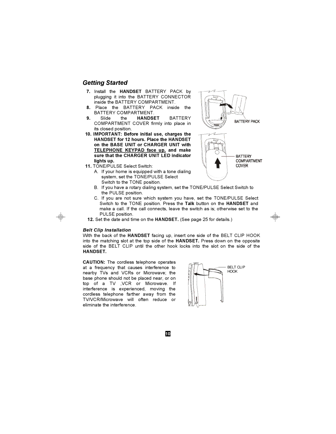 Curtis TC590 owner manual Belt Clip Installation 