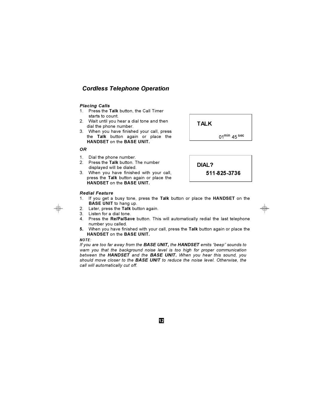 Curtis TC590 owner manual Placing Calls, Redial Feature 