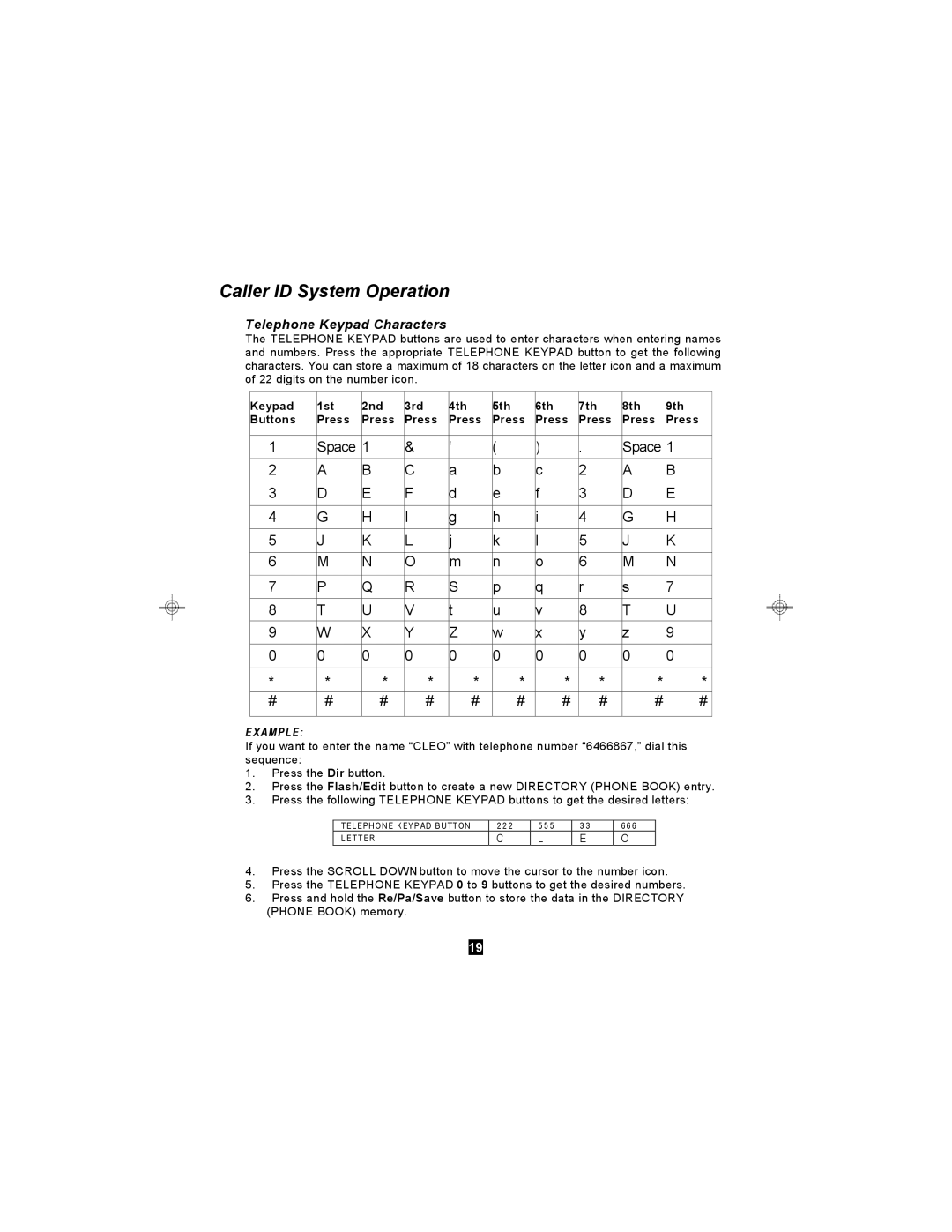 Curtis TC590 owner manual Space, Telephone Keypad Characters 