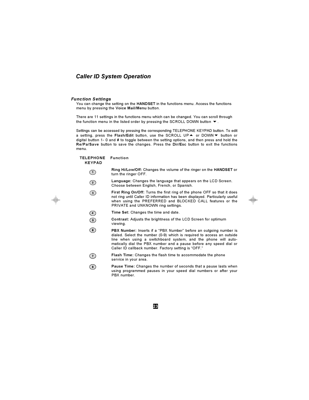 Curtis TC590 owner manual Function Settings, Keypad 