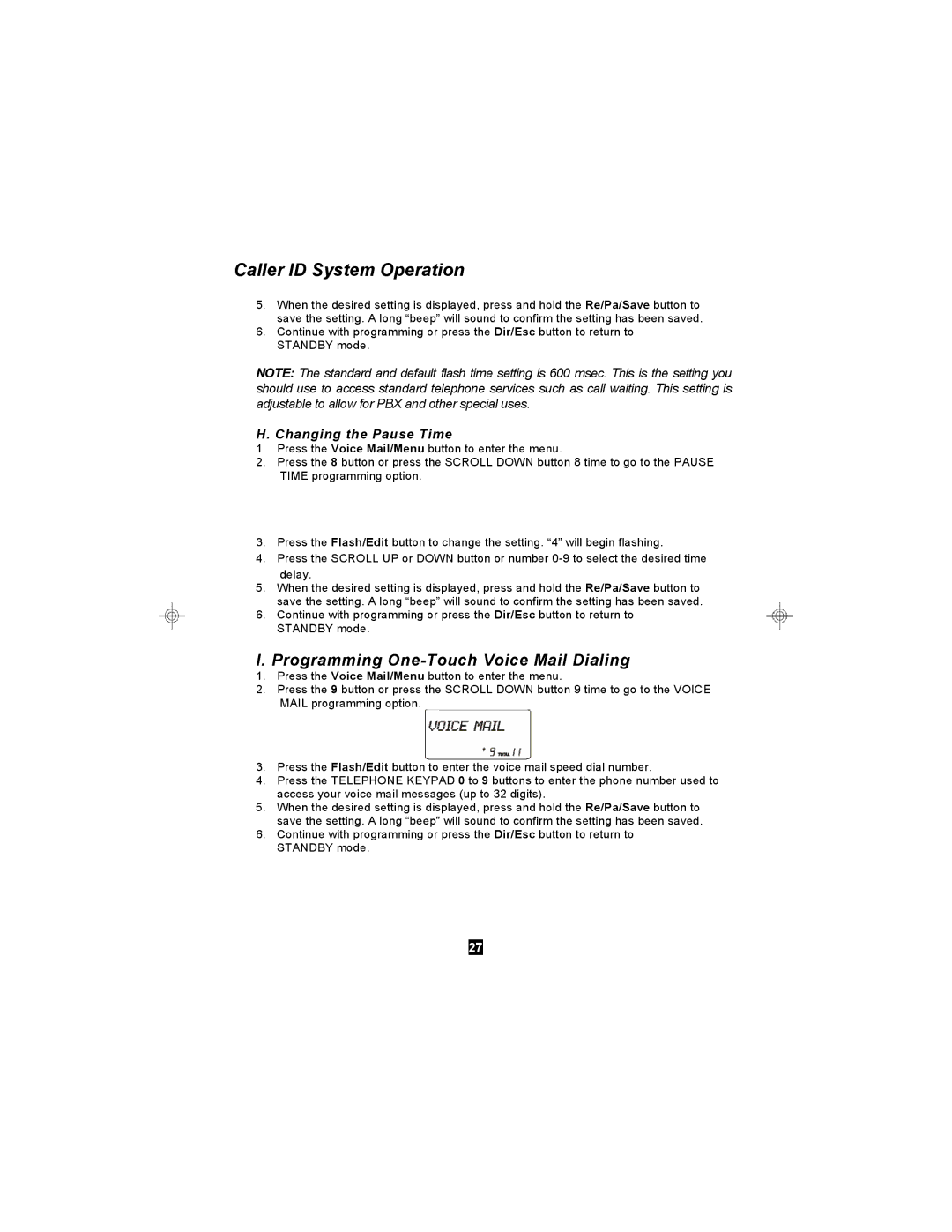 Curtis TC590 owner manual Programming One-Touch Voice Mail Dialing, Changing the Pause Time 