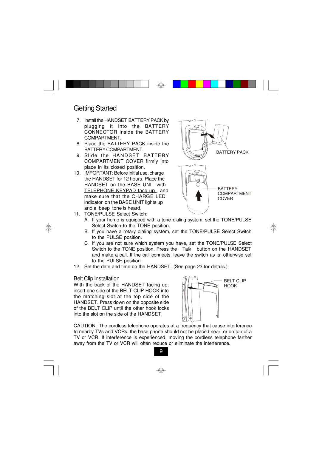 Curtis TC924 owner manual Belt Clip Installation, Battery Compartment 