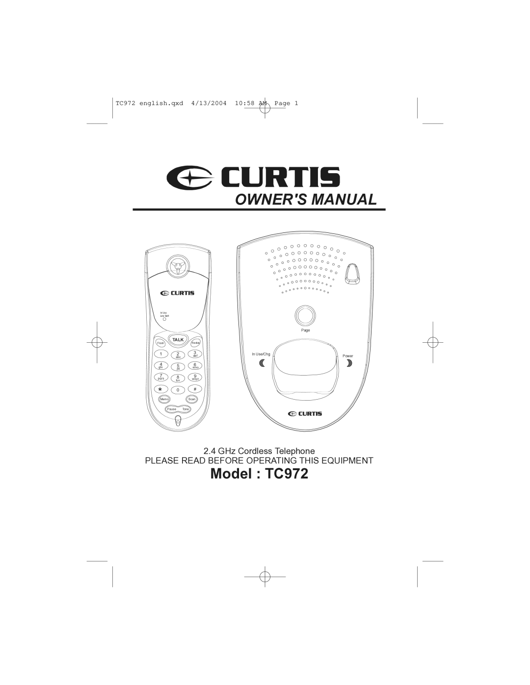 Curtis owner manual Model TC972 