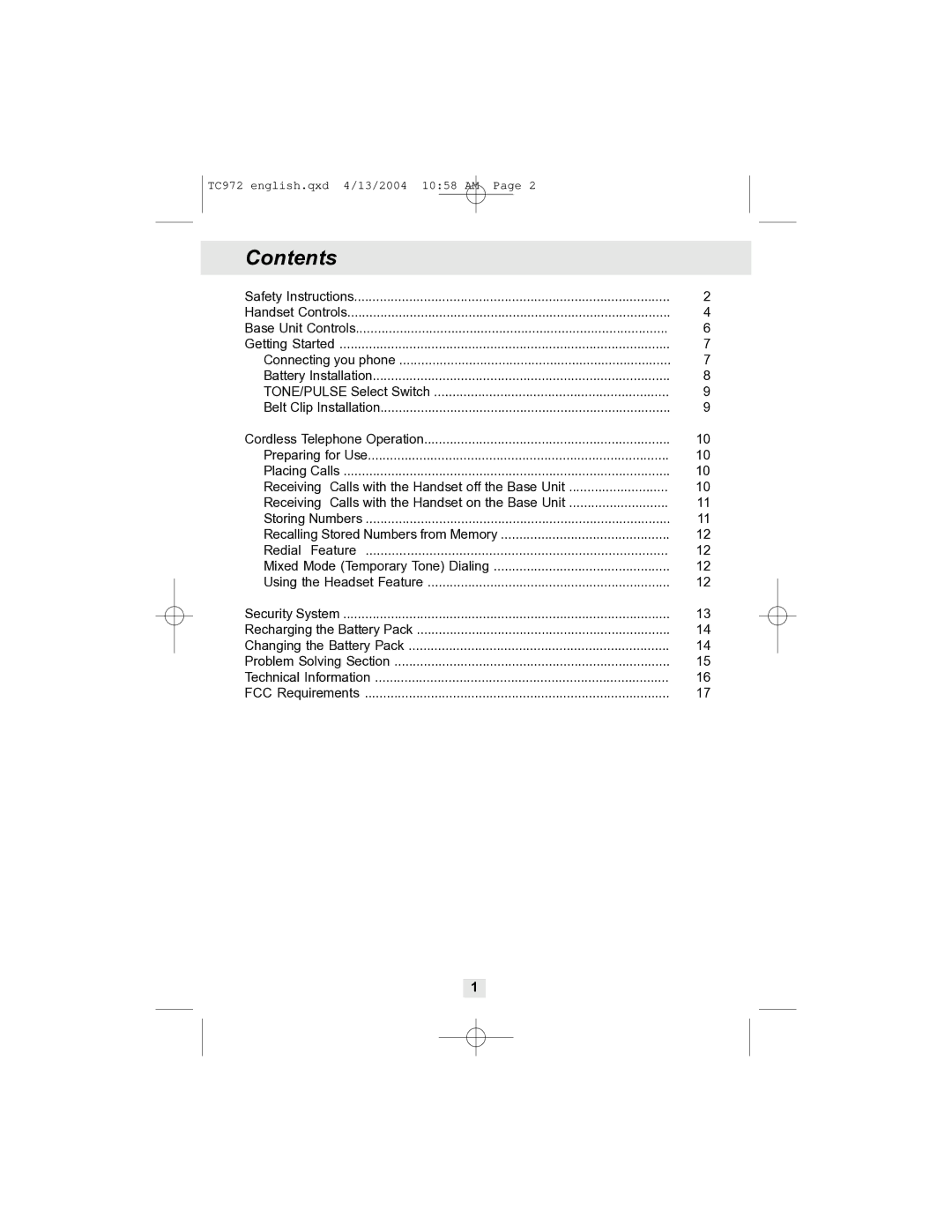 Curtis TC972 owner manual Contents 