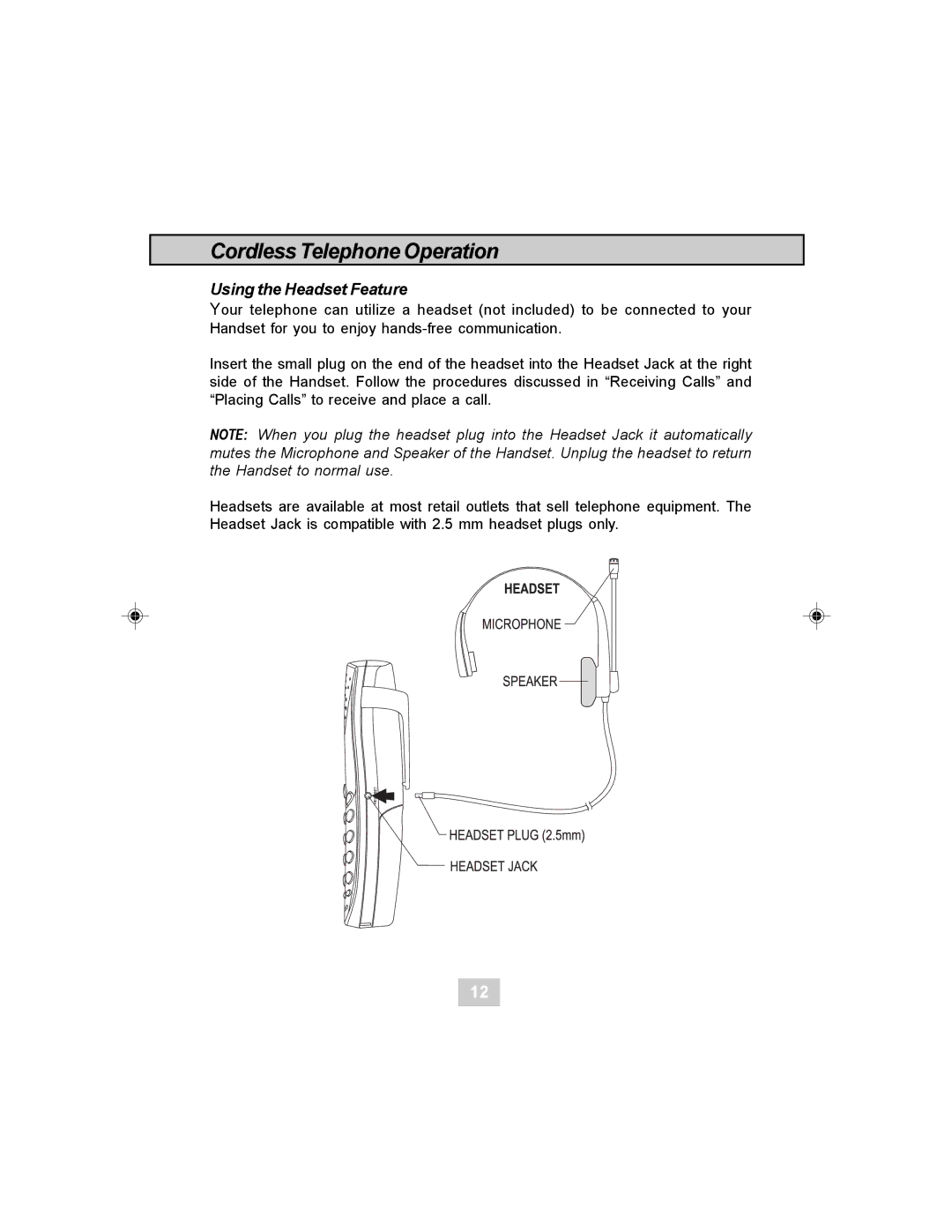 Curtis TC984 manual Using the Headset Feature 