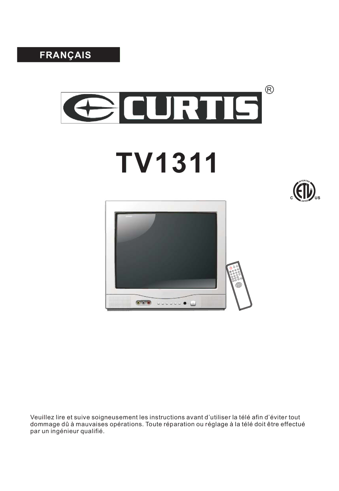 Curtis TV1311 manual Français 