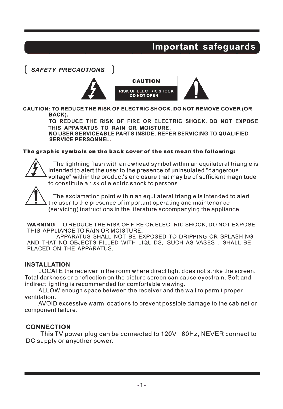 Curtis TV1311 manual 