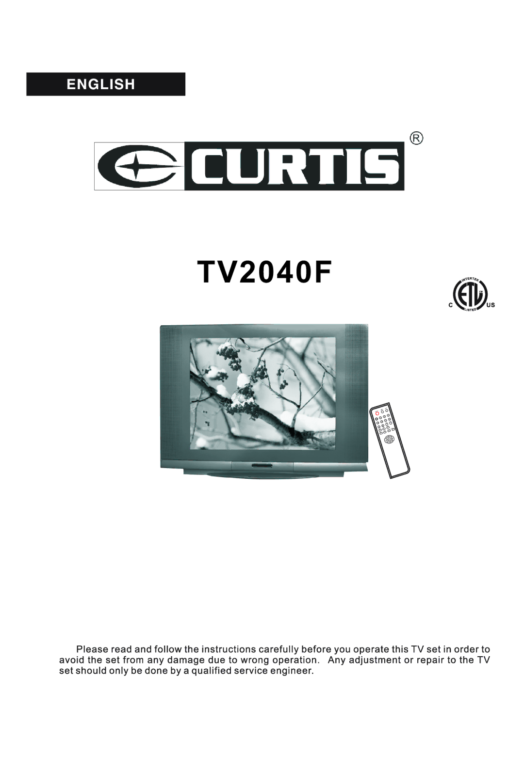 Curtis TV2040F manual 