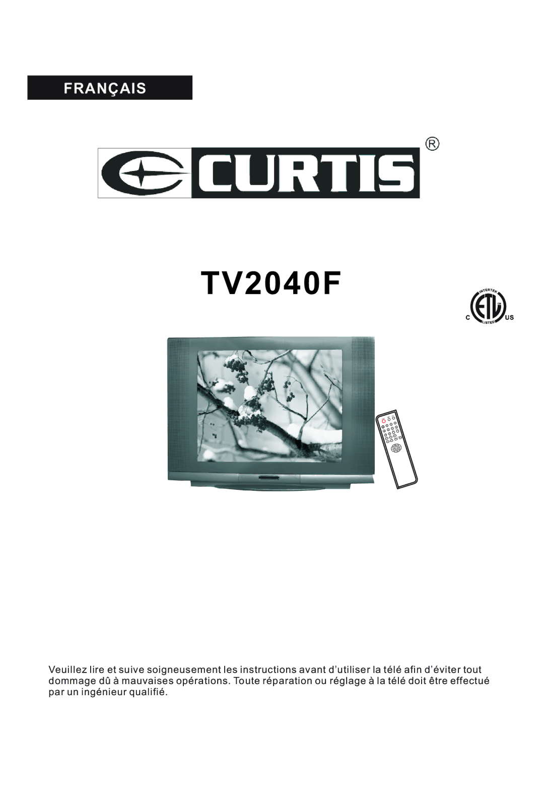 Curtis TV2040F manual Français 