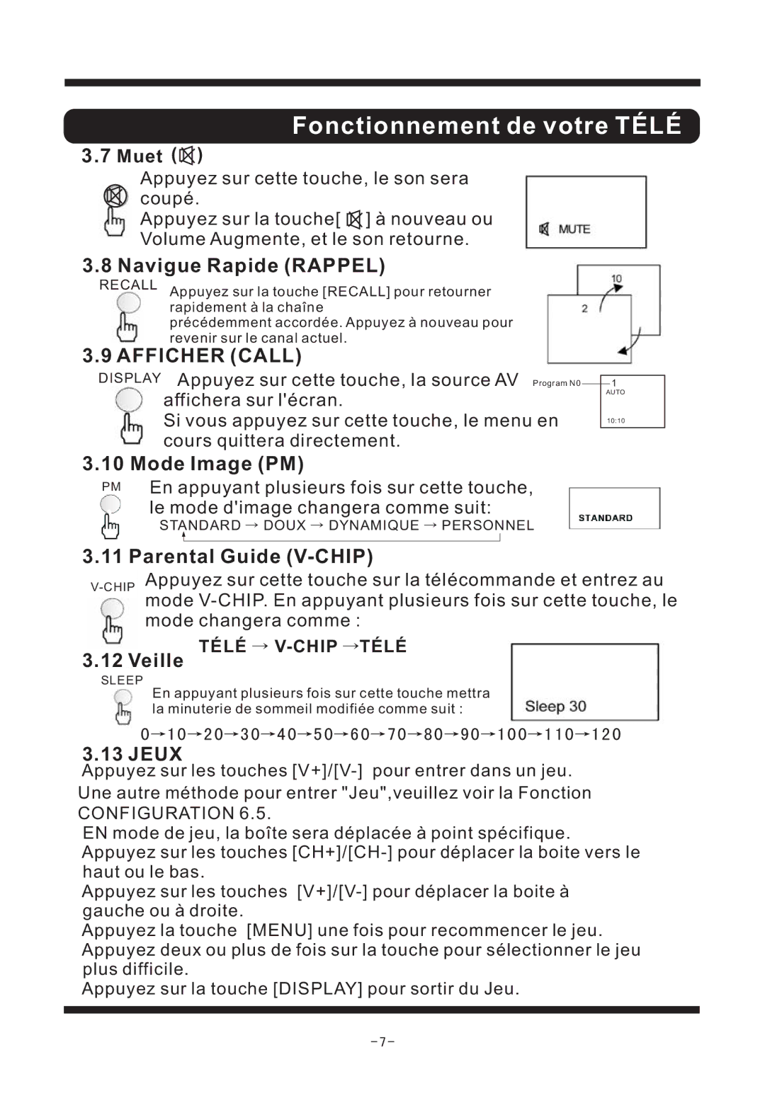 Curtis TV2040F manual Afficher Call 