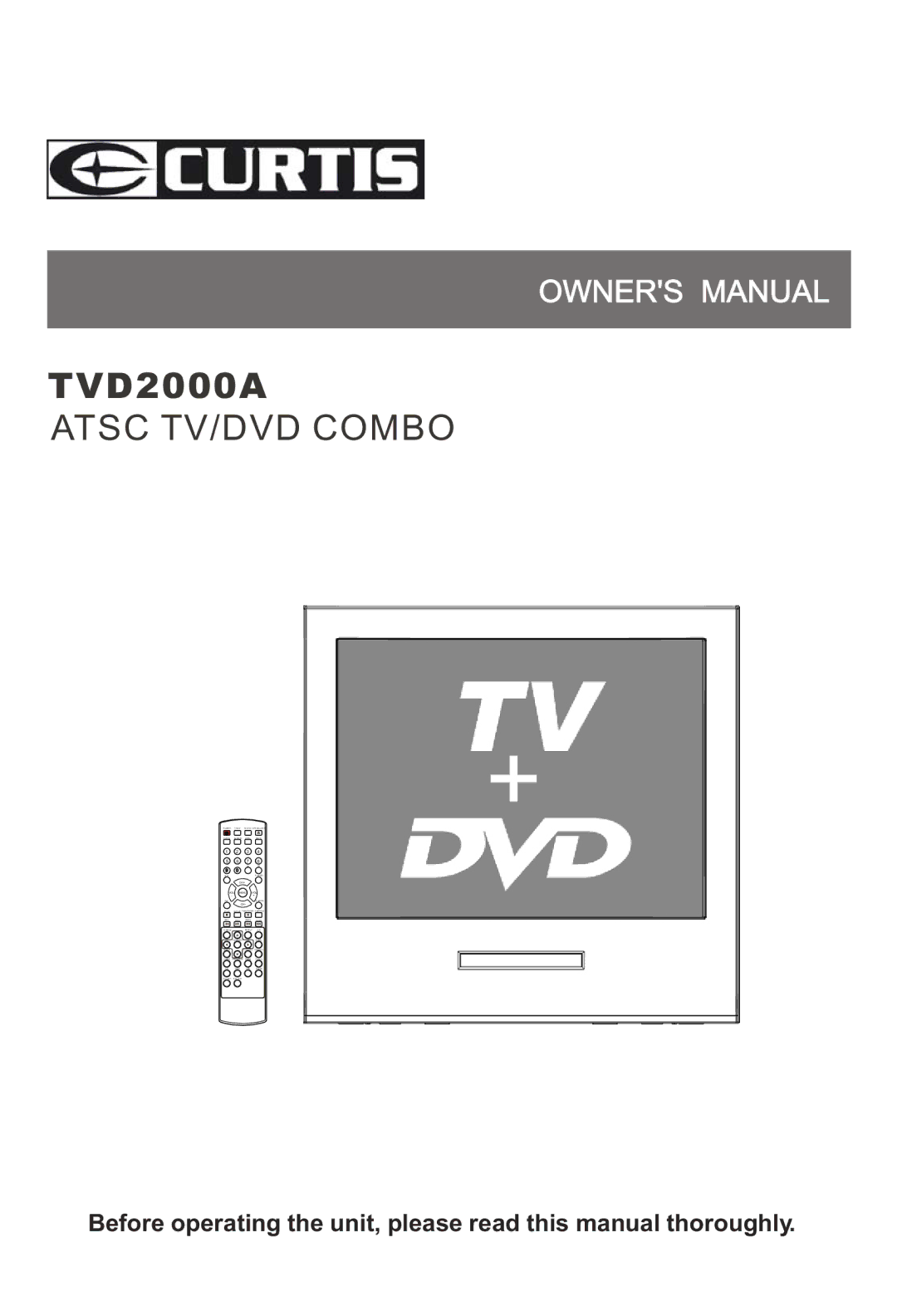 Curtis TVD2000A owner manual 