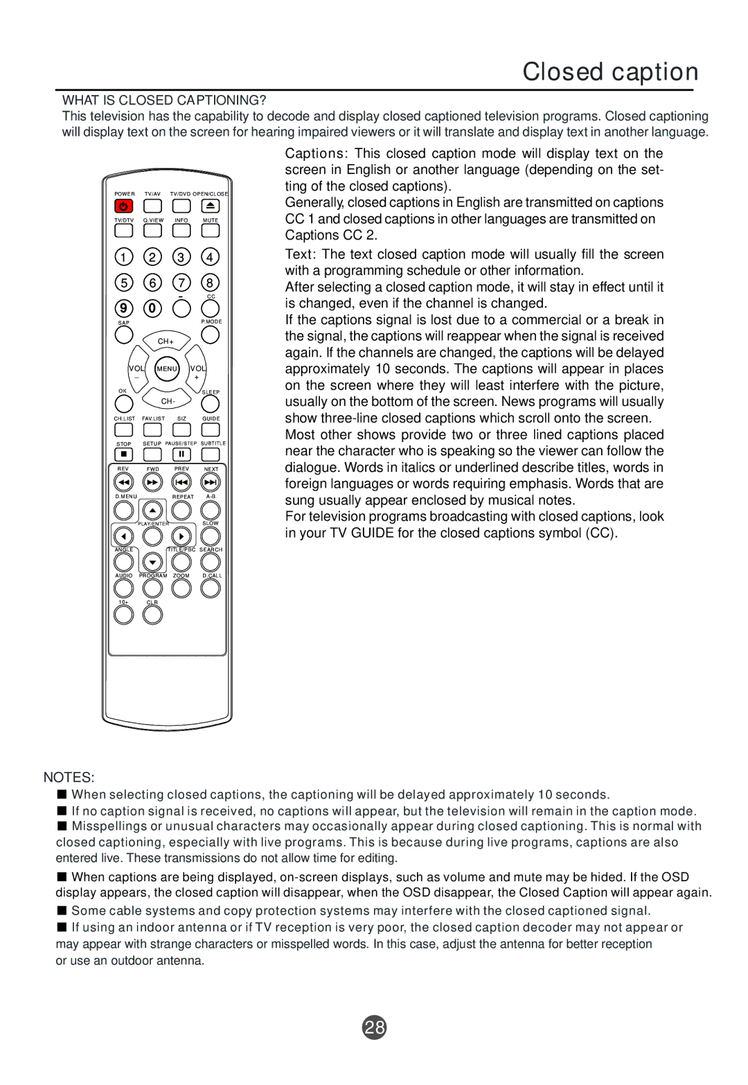 Curtis TVD2000A owner manual Closed caption, What is Closed CAPTIONING? 