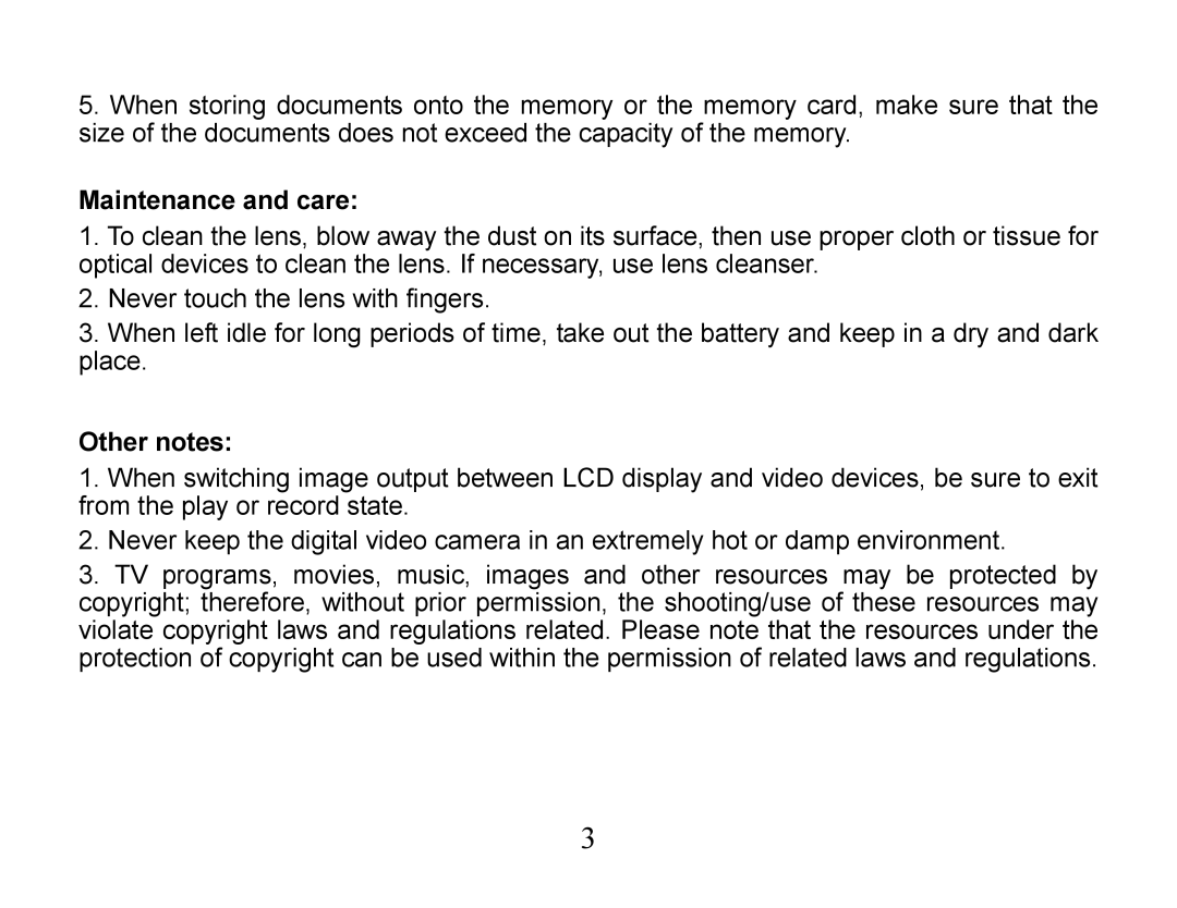 Curtis VR223 manual Maintenance and care, Other notes 