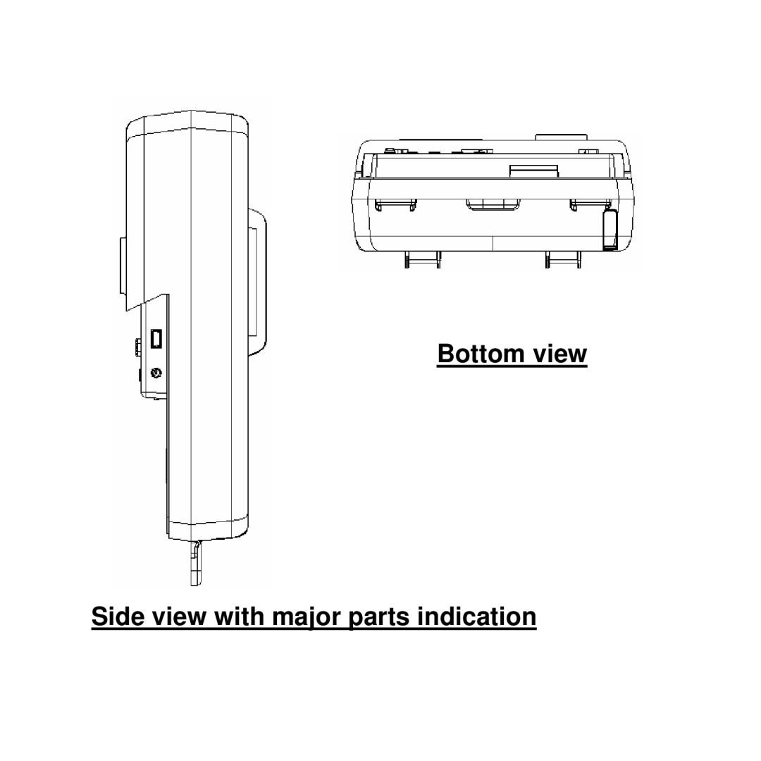 Curtis WF-037a user manual Bottom view Side view with major parts indication 