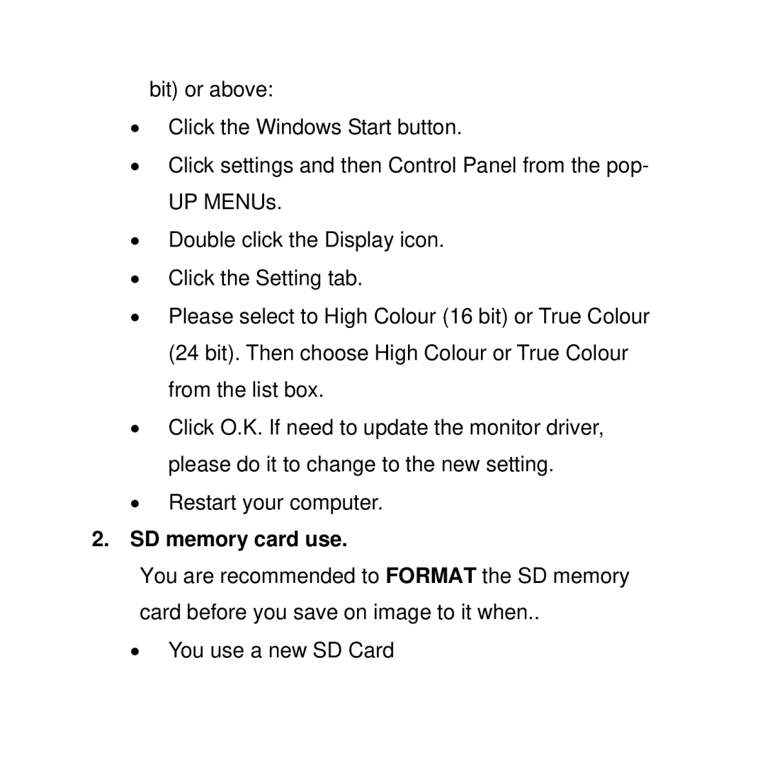 Curtis WF-037a user manual SD memory card use 