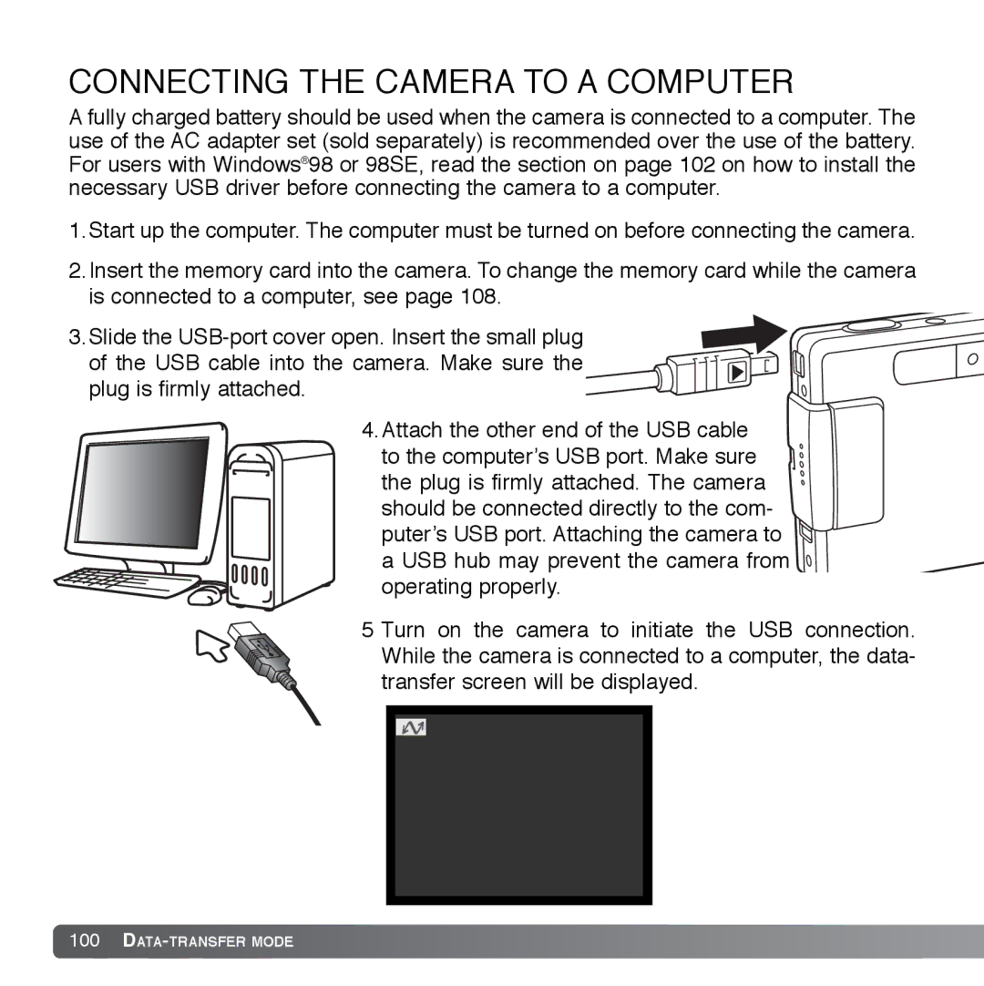 Cyber Acoustics DiMAGE Xg instruction manual Connecting the Camera to a Computer 