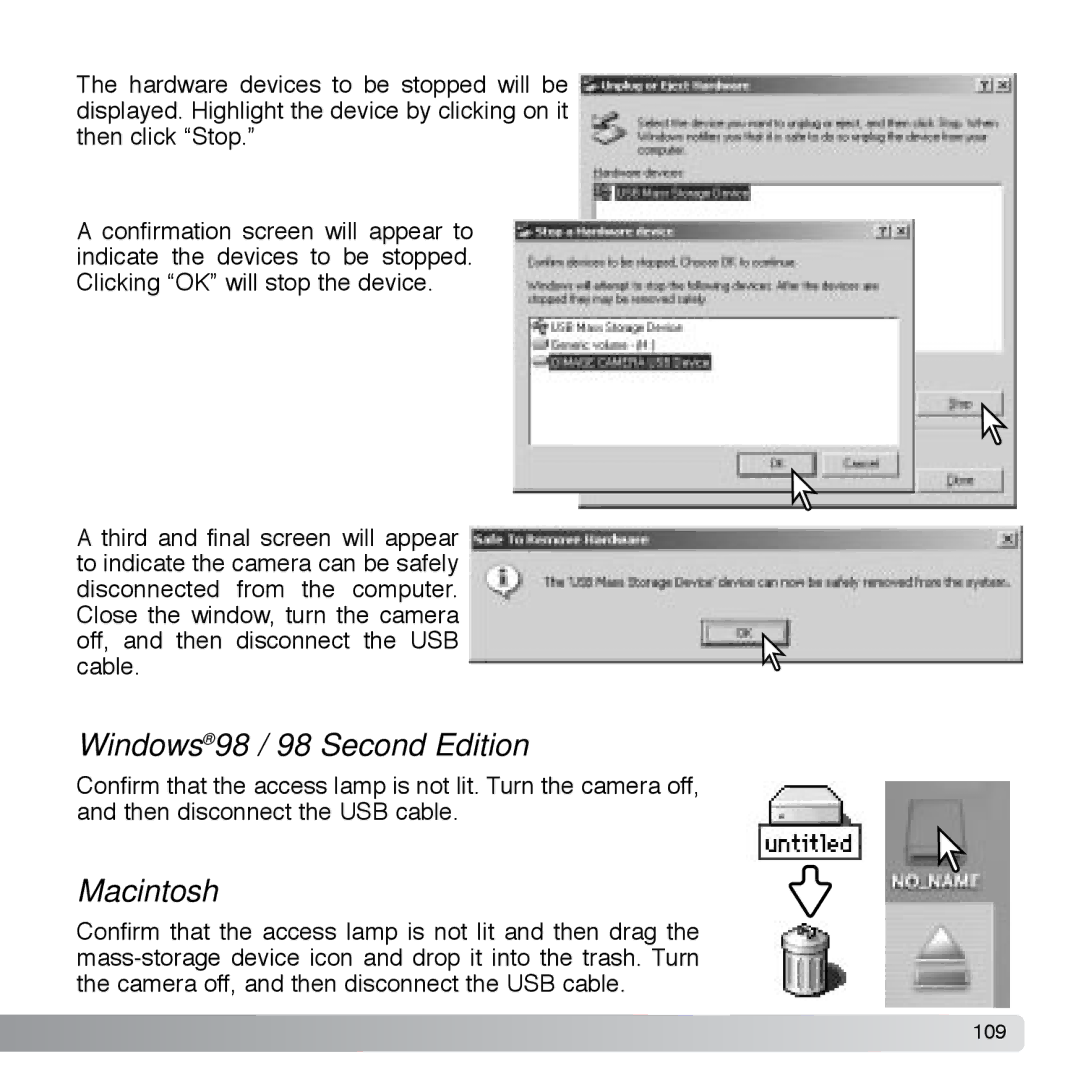 Cyber Acoustics DiMAGE Xg instruction manual Windows 98 / 98 Second Edition, Macintosh 