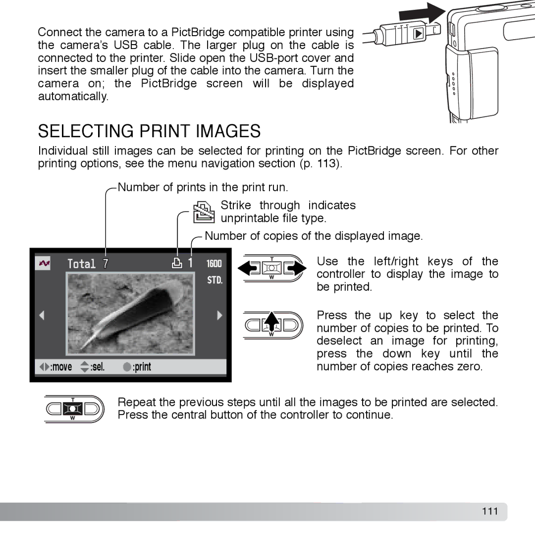 Cyber Acoustics DiMAGE Xg instruction manual Selecting Print Images 