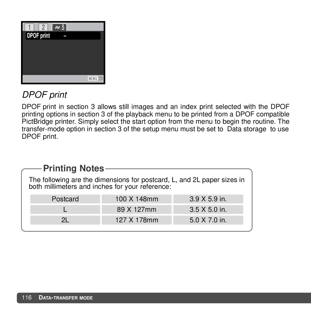 Cyber Acoustics DiMAGE Xg instruction manual Dpof print, Printing Notes 