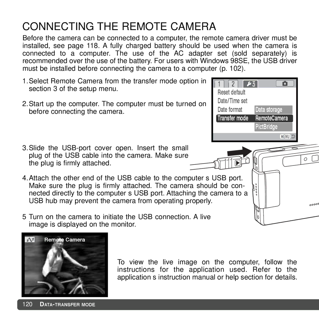 Cyber Acoustics DiMAGE Xg instruction manual Connecting the Remote Camera, Before connecting the camera 