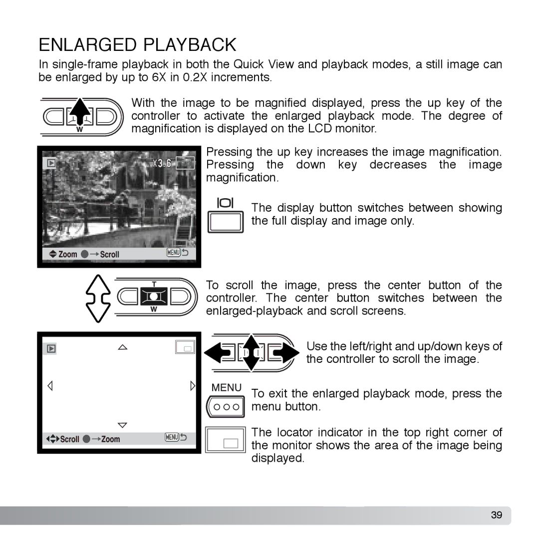 Cyber Acoustics DiMAGE Xg instruction manual Enlarged Playback 