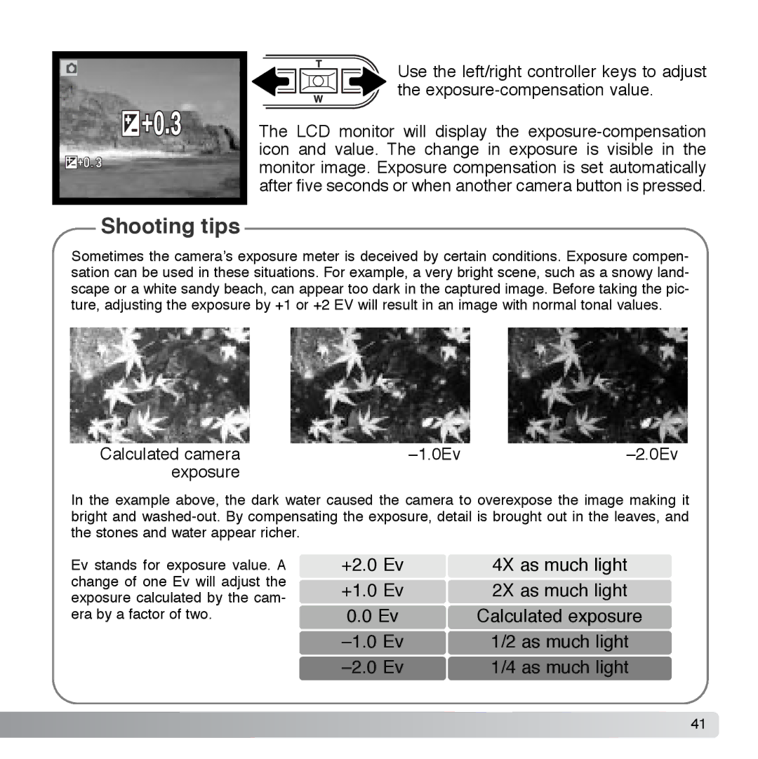 Cyber Acoustics DiMAGE Xg instruction manual Calculated camera 0Ev Exposure 