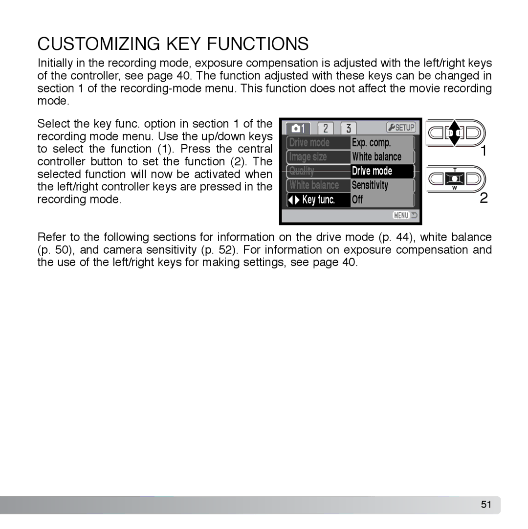 Cyber Acoustics DiMAGE Xg instruction manual Customizing KEY Functions 