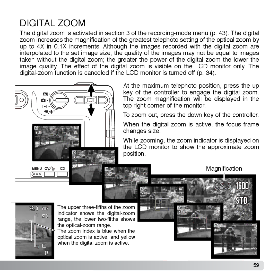 Cyber Acoustics DiMAGE Xg instruction manual Digital Zoom 